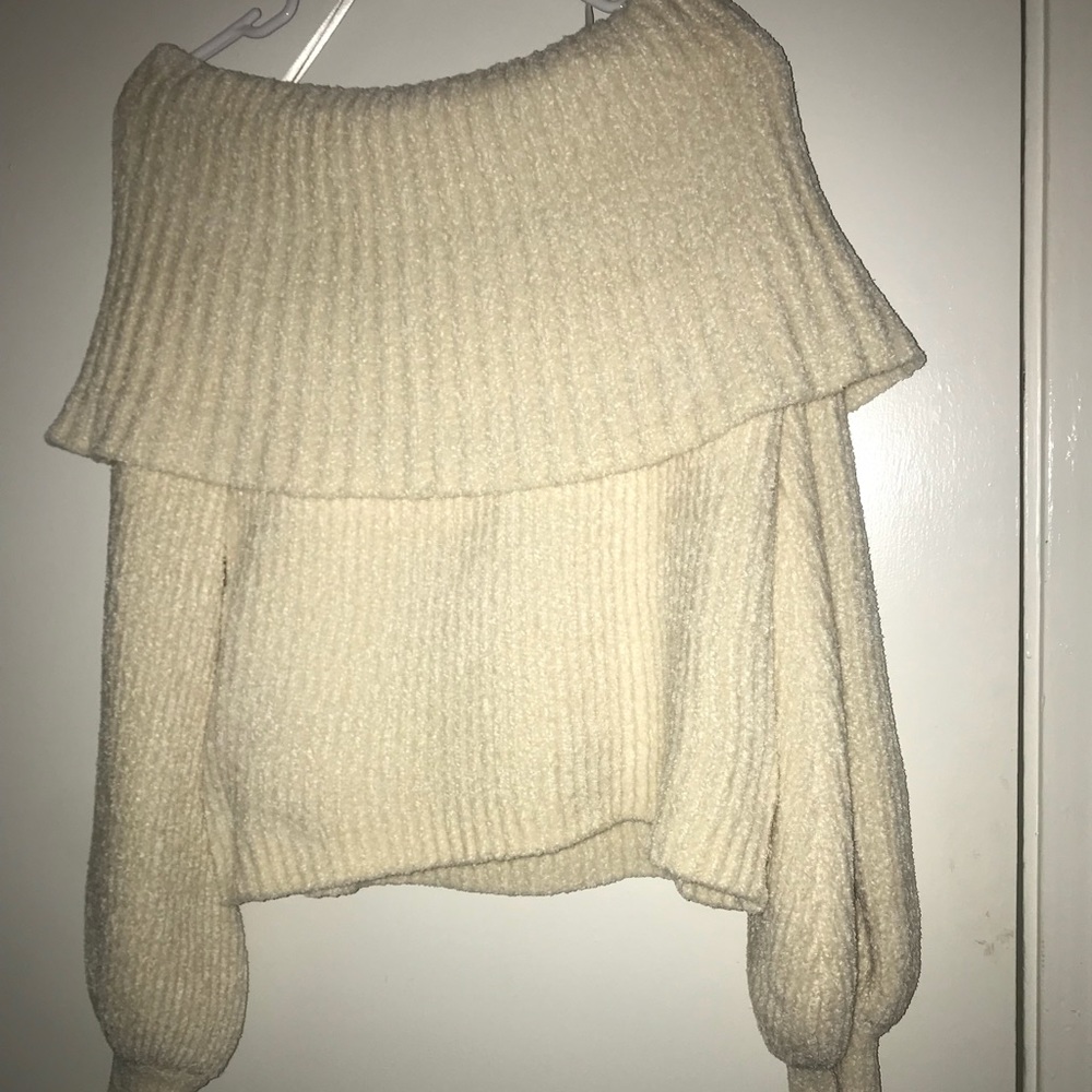 Cream strapless sweater